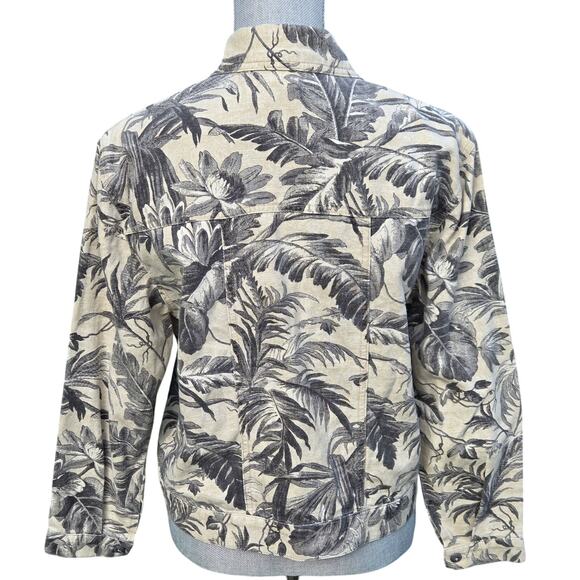 Vintage 90s  Norm Thompson Jacket sz Small Linen-Look Palm Leaves - Picture 8 of 8